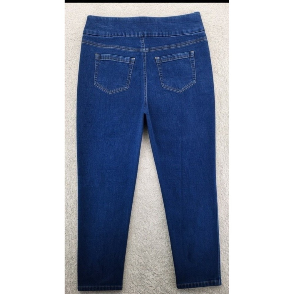 Woman Within size 14W pull-on jeans elastic waist 4 pockets tapered blended - Picture 2 of 9